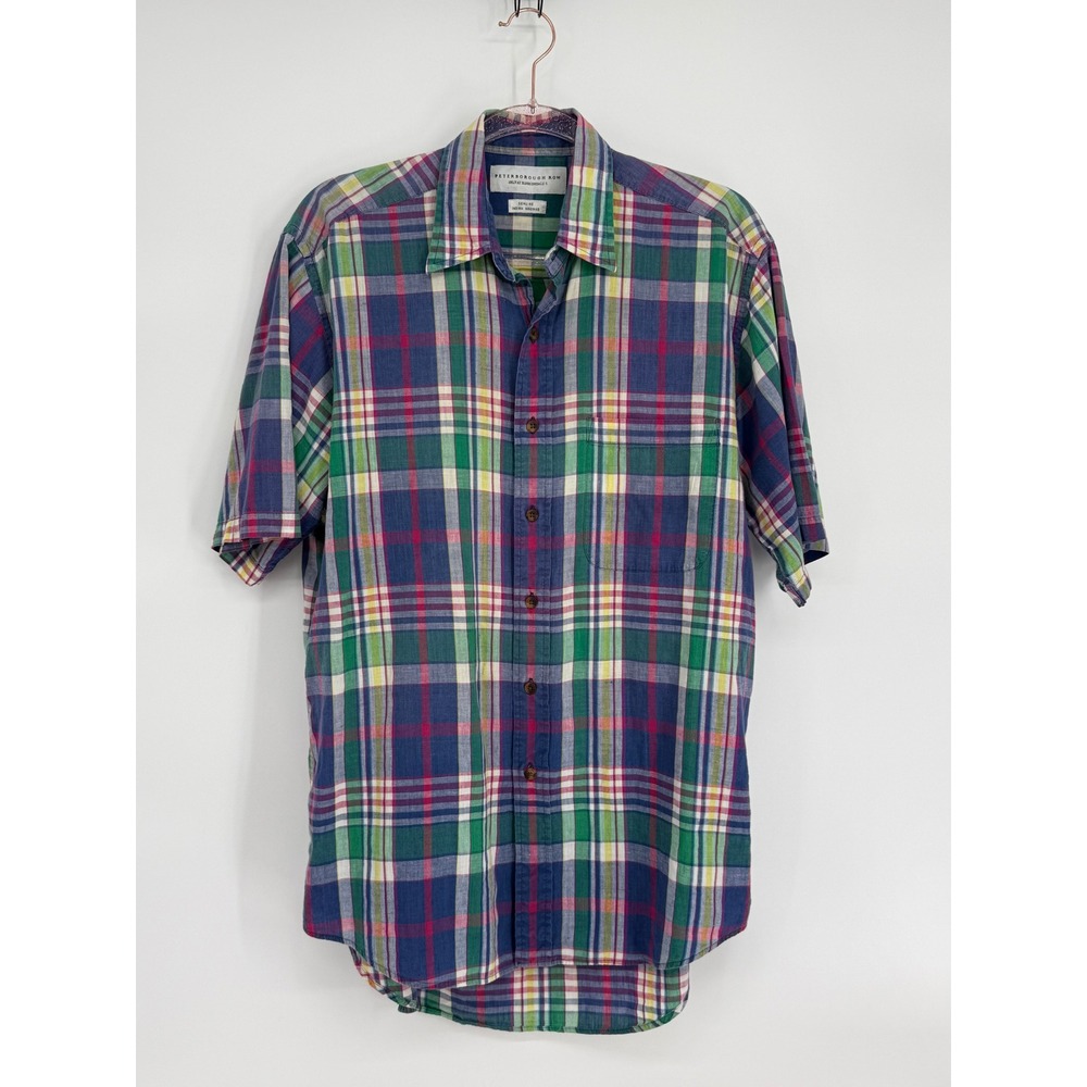 Peterborough Row Bloomingdales Mens‎ Madras Plaid Shirt Short Sleeve Cotton M